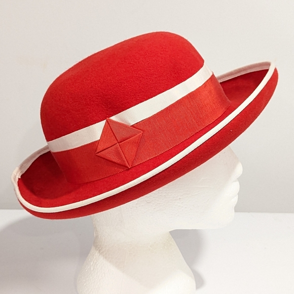 Anita Pineault Accessories - Vintage Anita Pineault red bowler hat